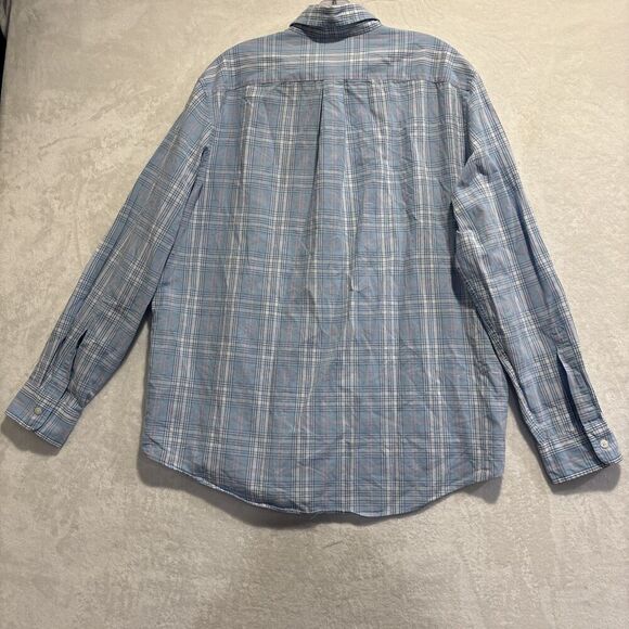 Vineyard Vines Classic Fit Murray Shirt Men's Large Linen Blend Blue Pink Plaid - Picture 9 of 16
